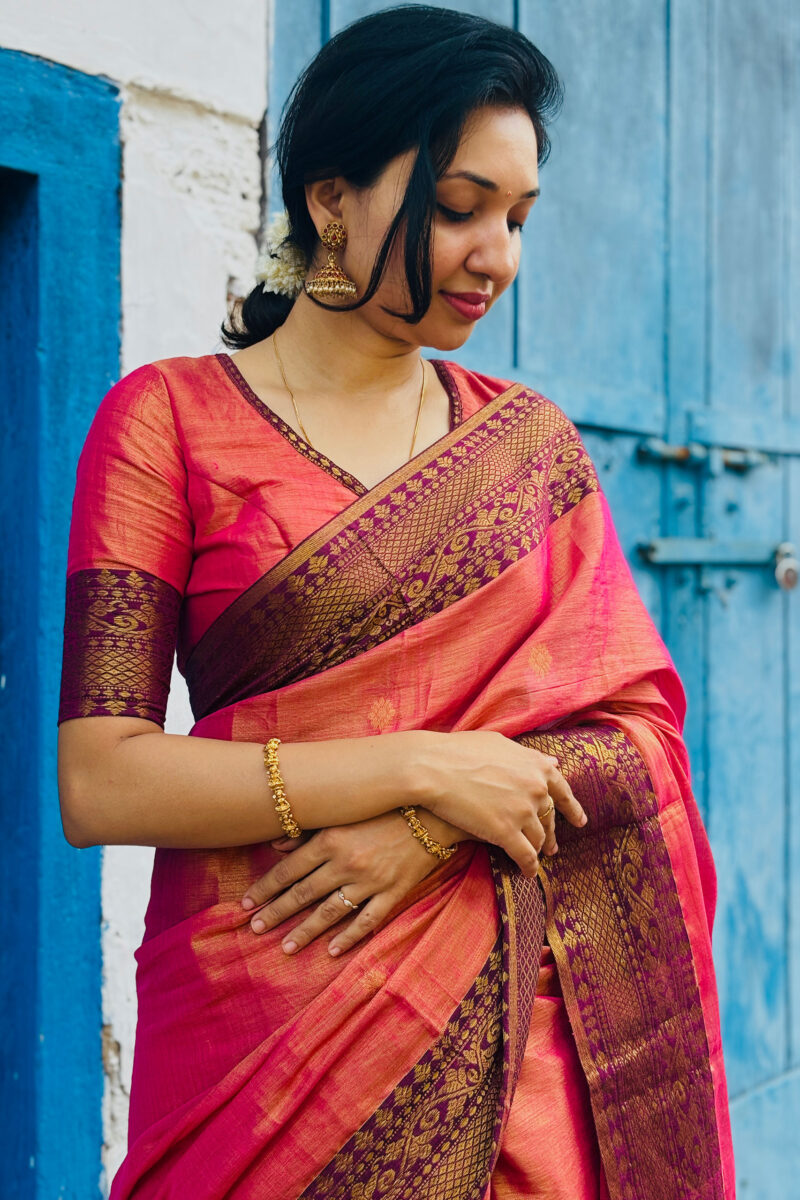 Raga Banarasi Tissue Handwoven Saree - Dual Shade