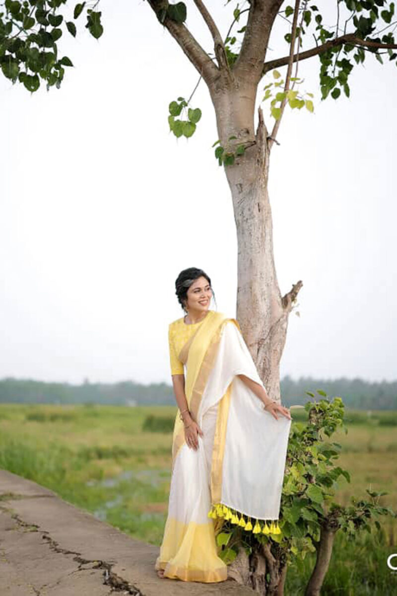 Mul Cotton Yellow Saree