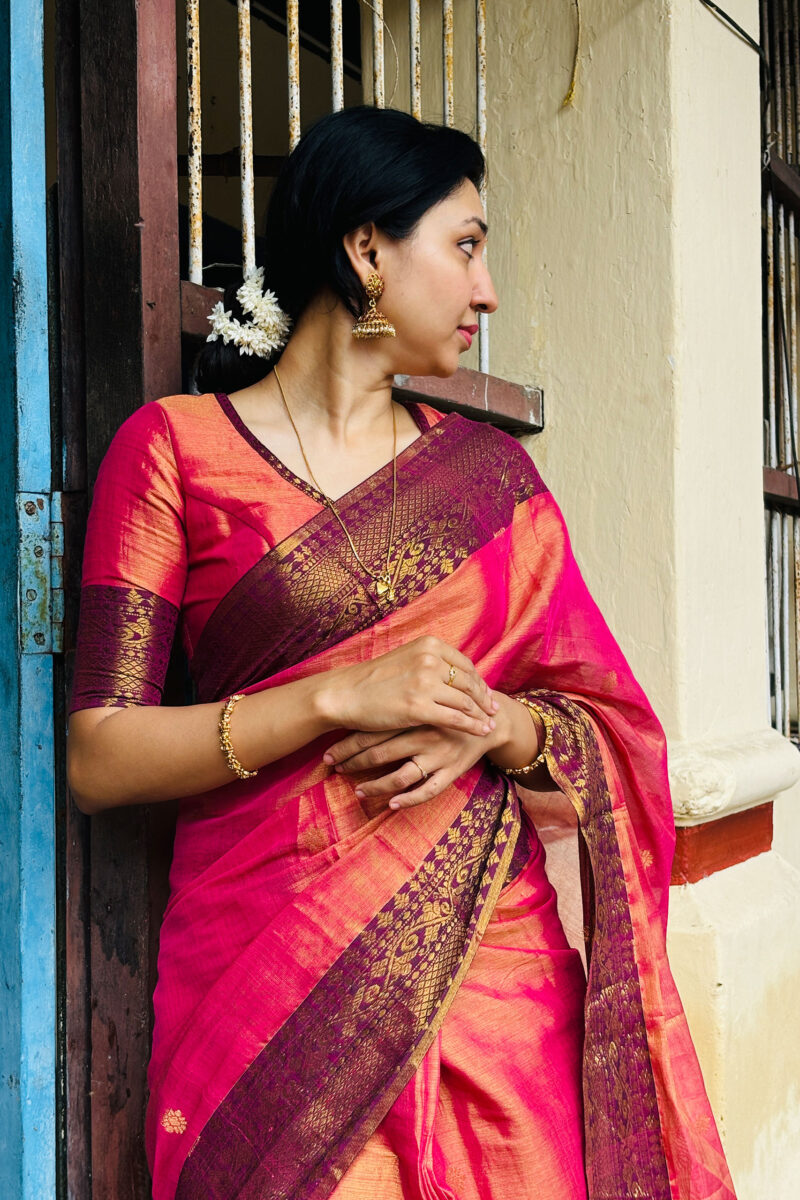 Raga Banarasi Tissue Handwoven Saree - Dual Shade