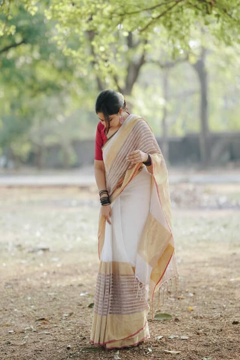 Linen by Cotton Saree