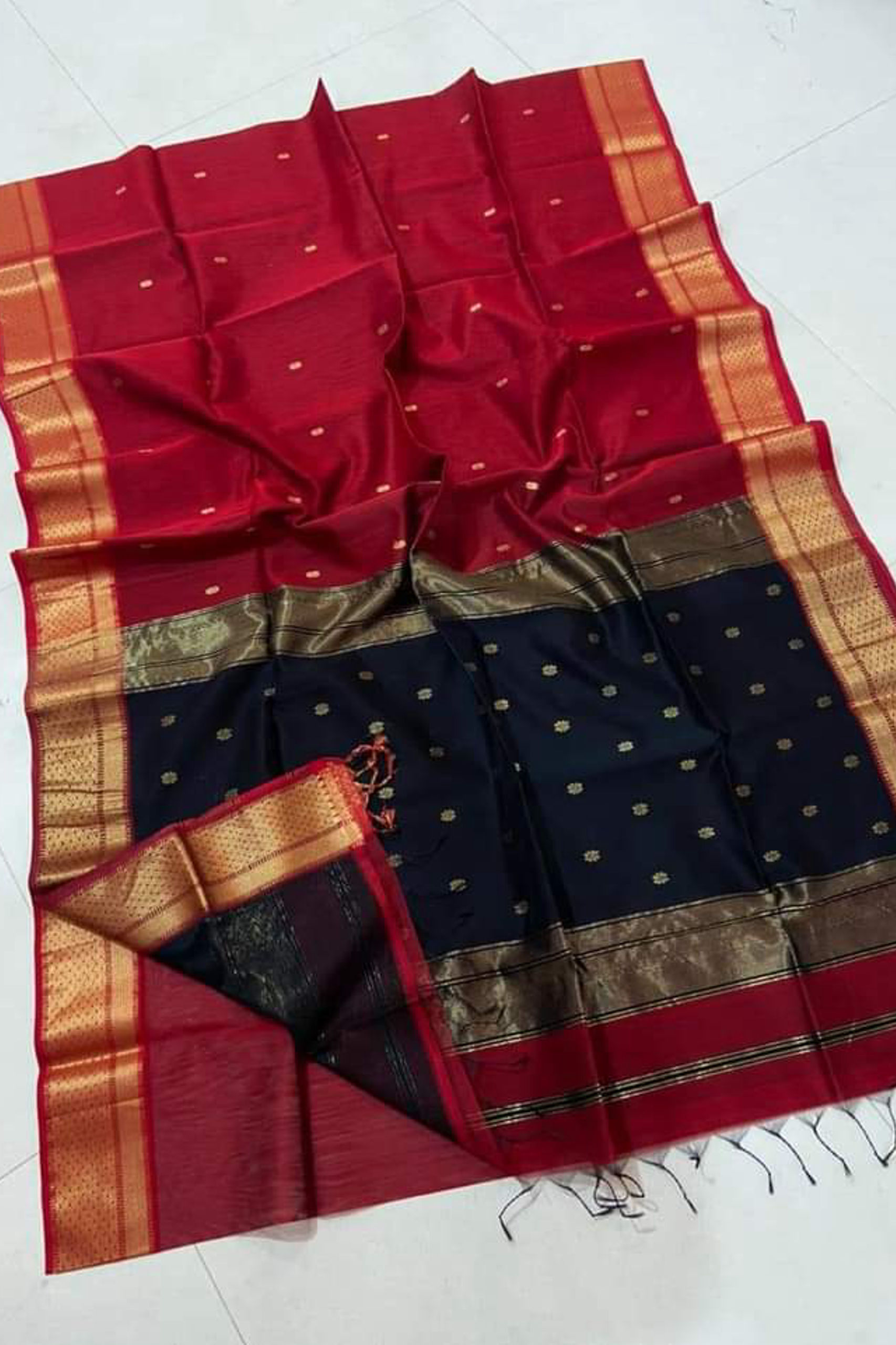 Maheshwari Purple Saree