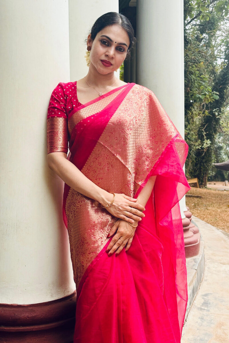 Pink Organza Saree