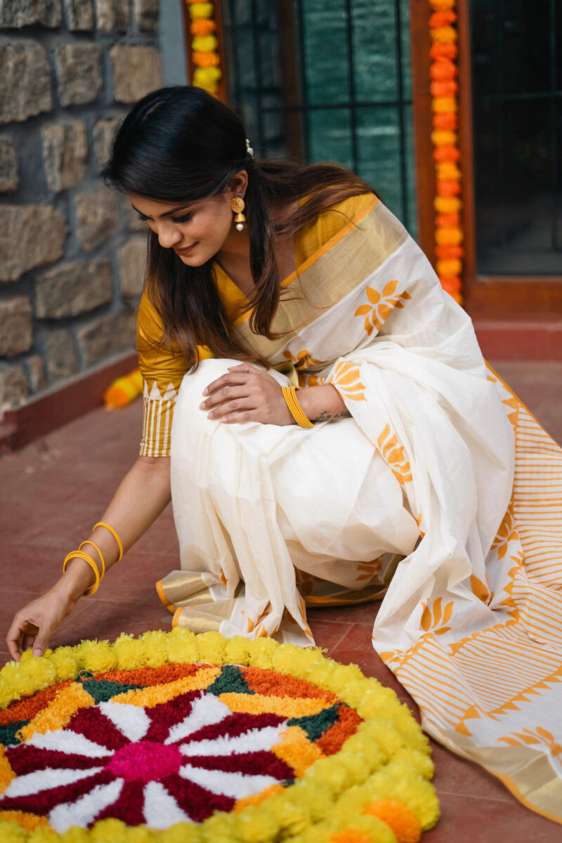 Lotus Mustard Yellow Saree