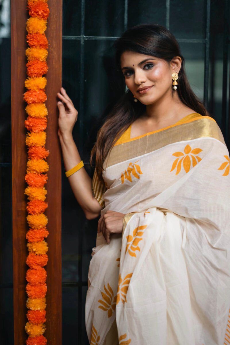 Lotus Mustard Yellow Saree