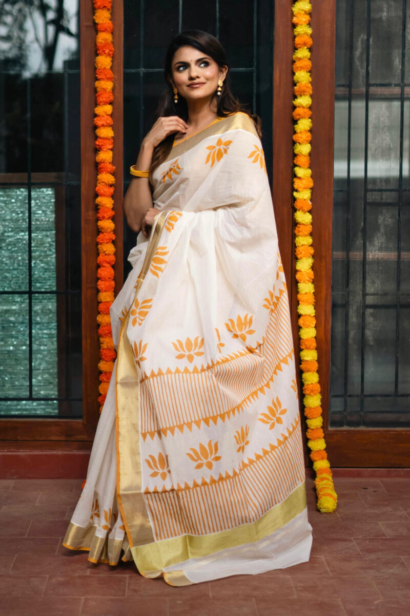 Lotus Mustard Yellow Saree