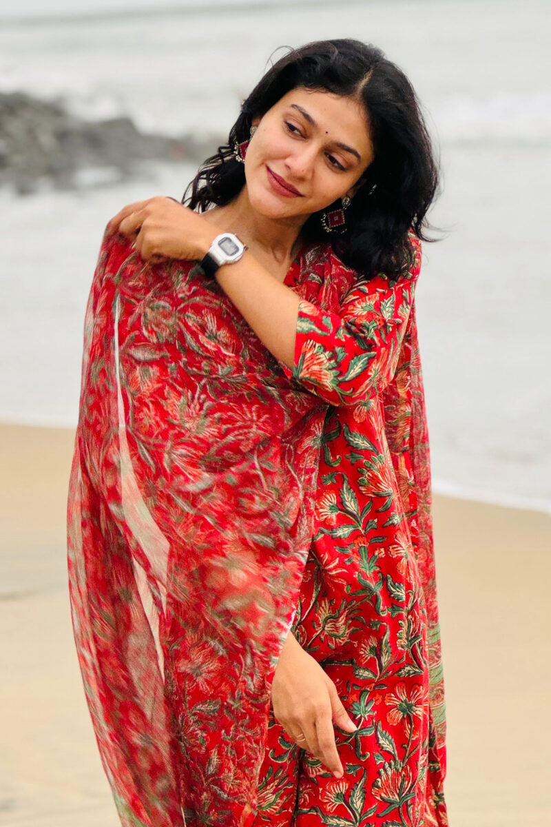 Red Cotton Suit Set