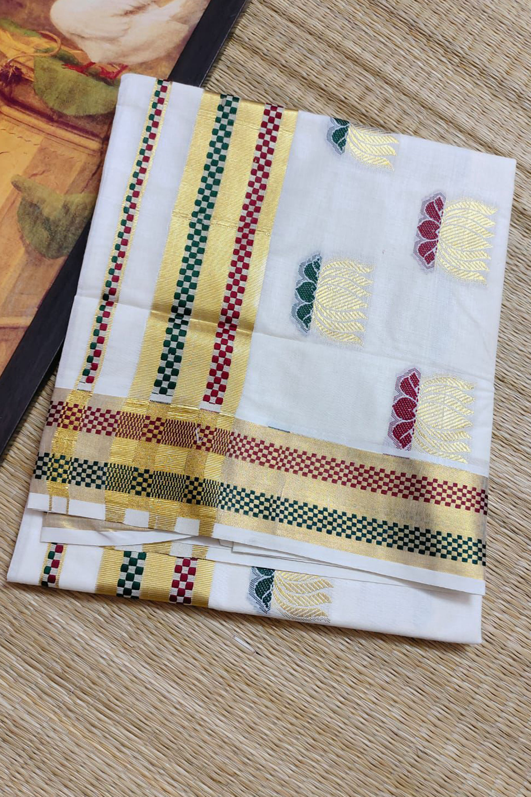 Lotus Weaving Cotton Saree