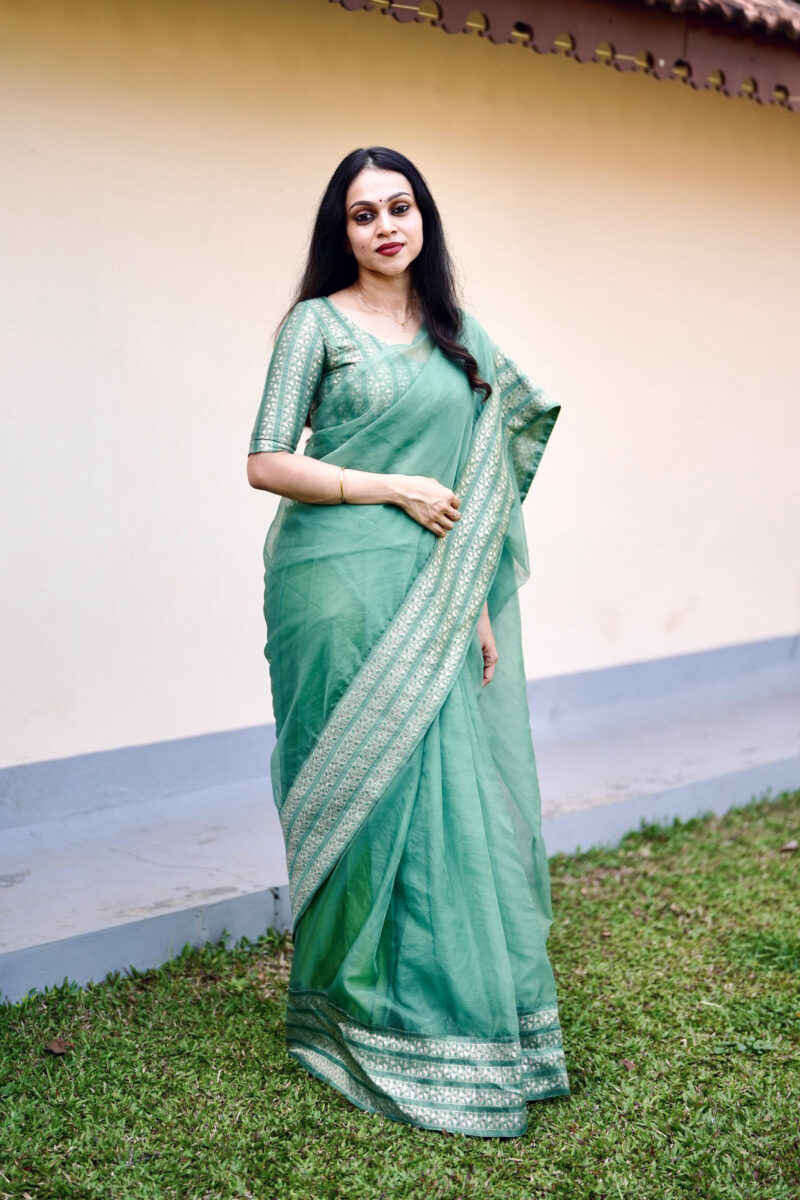 Green Organza Saree