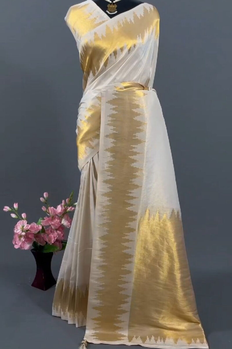 Kasavu Border Tissue Silk Saree