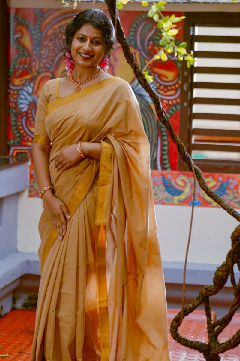 Handloom Mangalagiri Cotton Nizam Border Saree