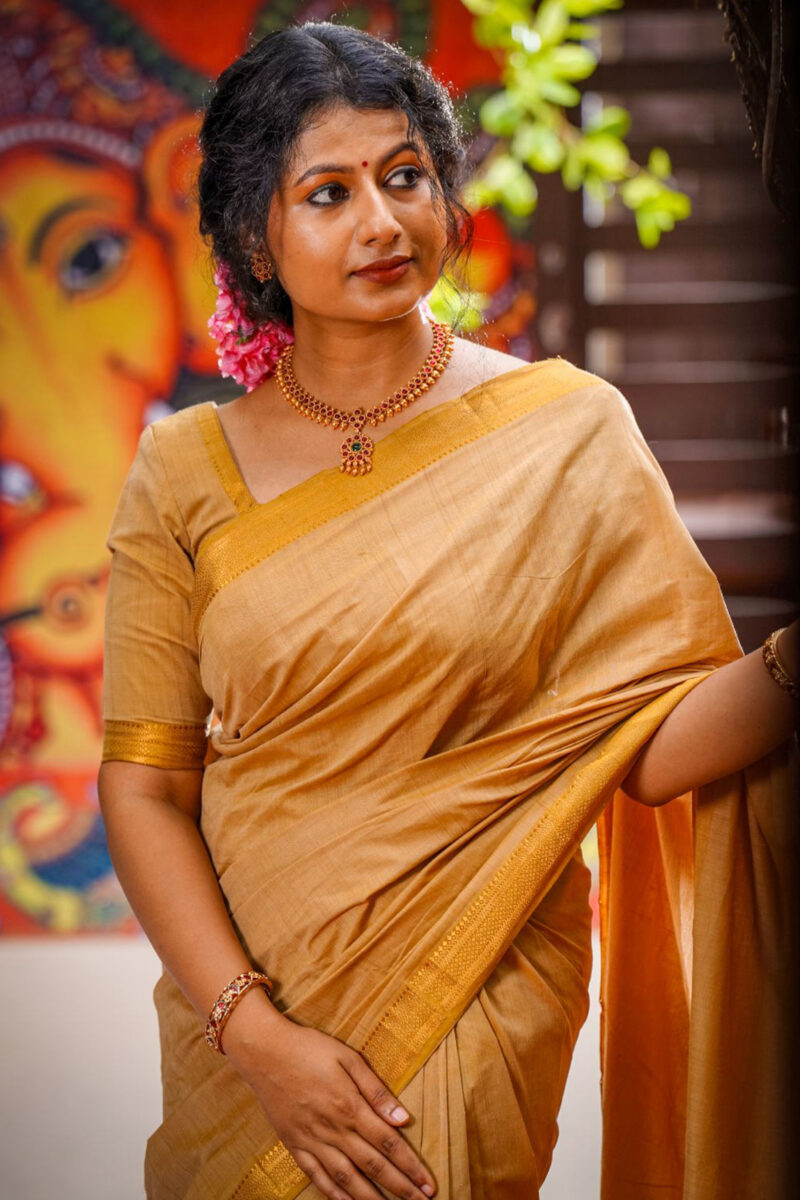 Handloom Mangalagiri Cotton Nizam Border Saree