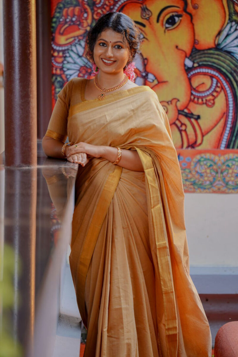 Handloom Mangalagiri Cotton Nizam Border Saree