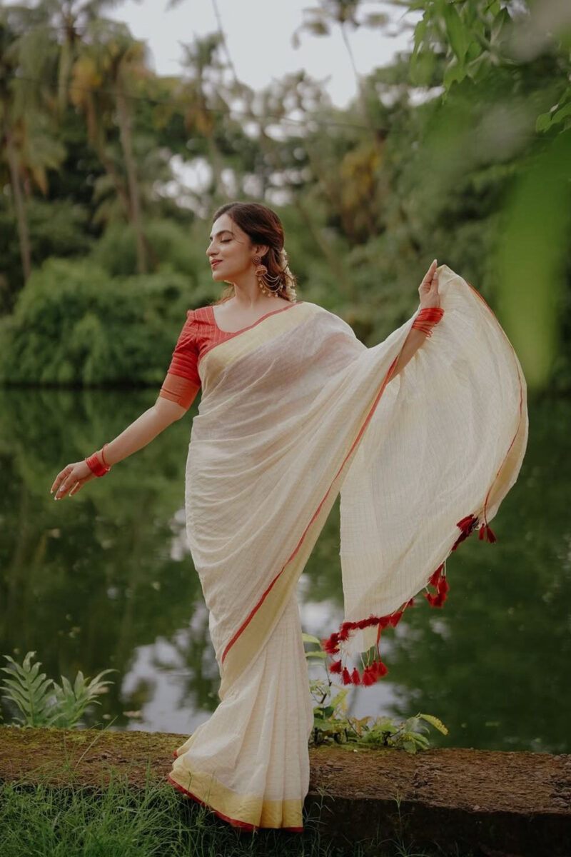 Linen Kasavu Border saree