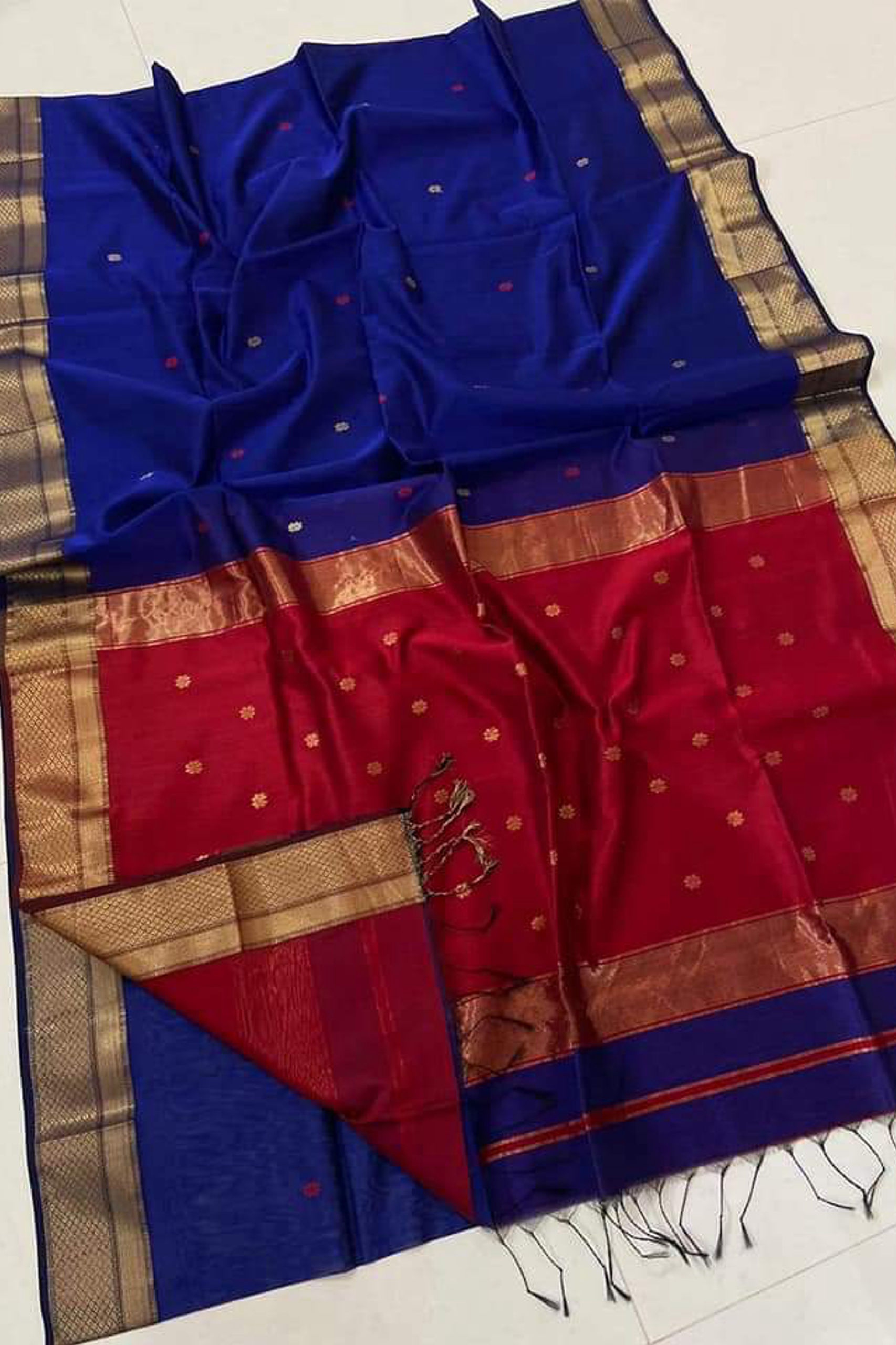 Maheshwari Purple Saree