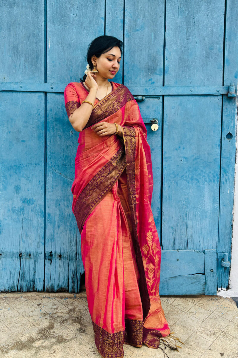 Raga Banarasi Tissue Handwoven Saree - Dual Shade