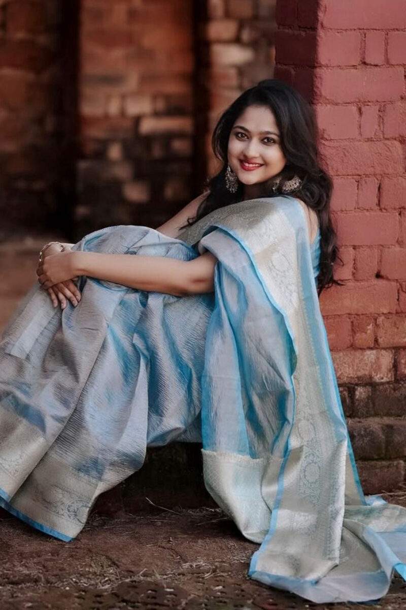Tissue crushed Banarasi saree