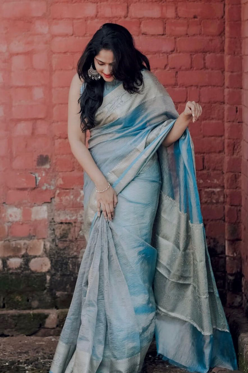 Tissue crushed Banarasi saree