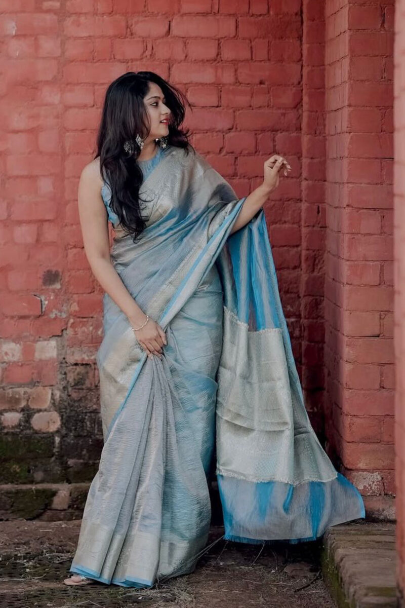 Tissue crushed Banarasi saree