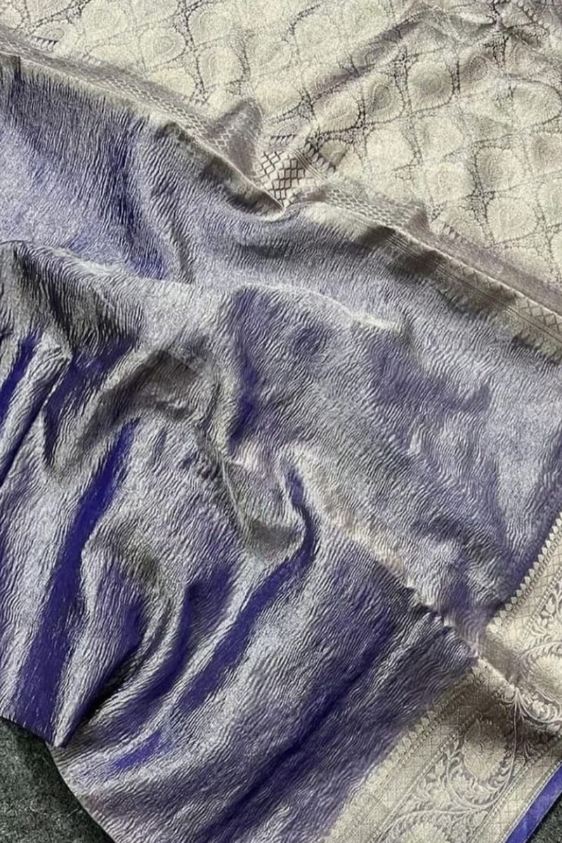 Tissue crushed Banarasi saree