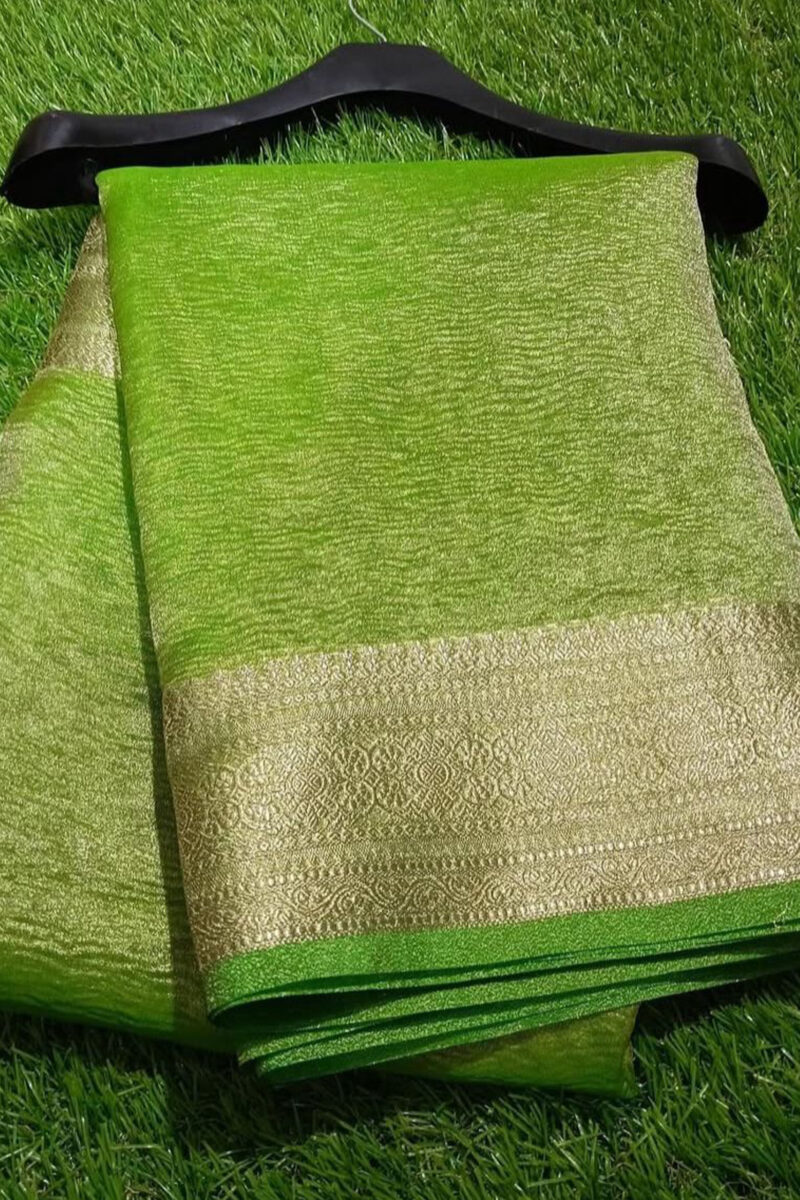 Tissue crushed Banarasi saree