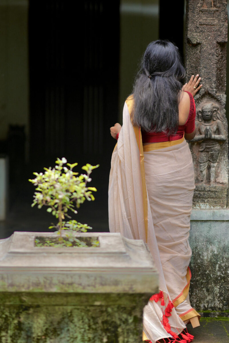 Mul Cotton Red Border Saree
