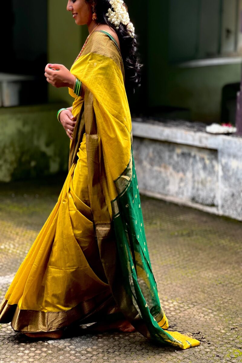 Maheshwari Lime Green Saree