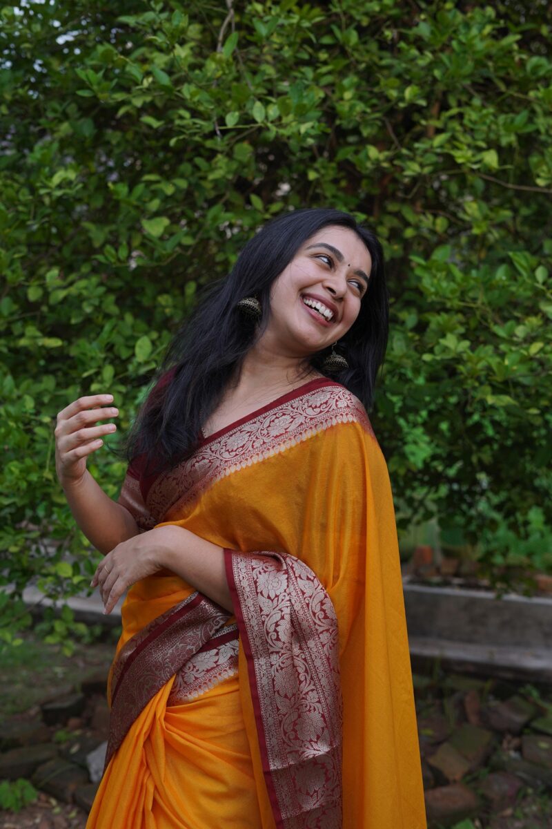 Orange Banarasi Georgette Saree