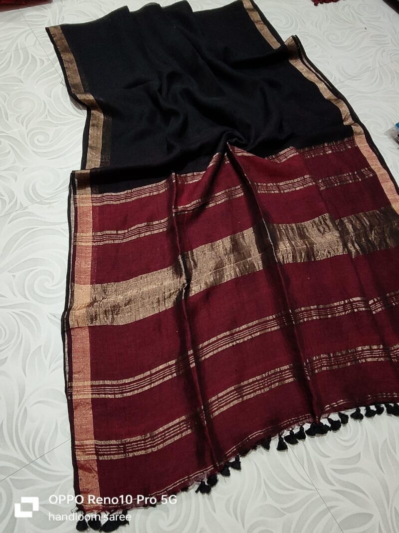 Linen Black Saree