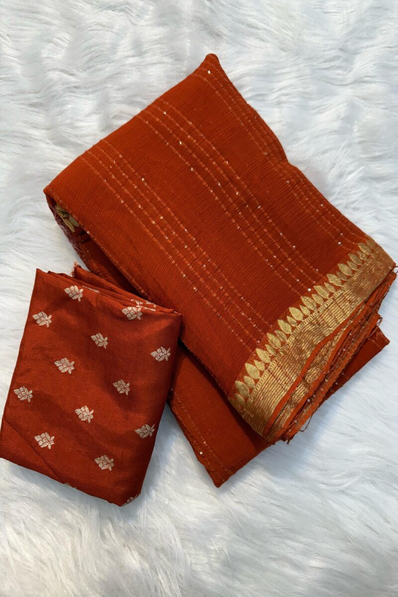 Viscose Chinon Swarovski Work Saree