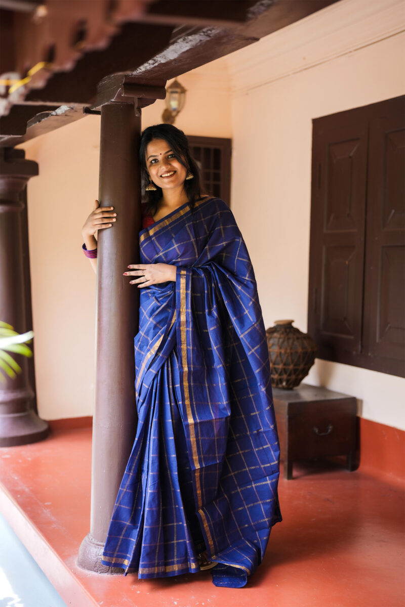 Sungudi Blue Saree
