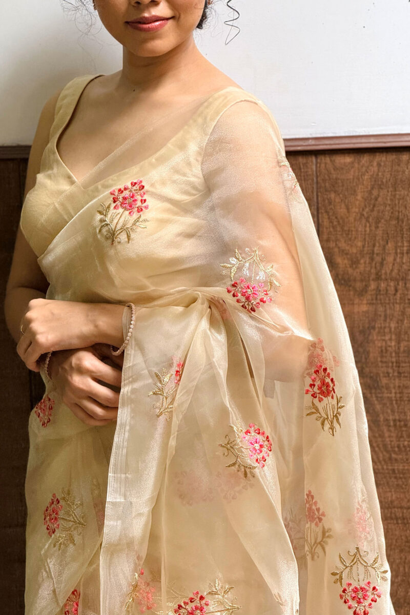 Organza Embroidery Saree