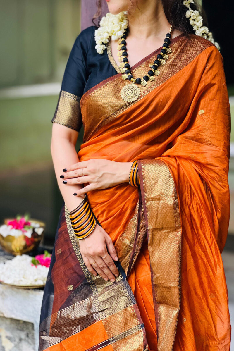 Handloom Maheshwari Silk by Cotton Saree