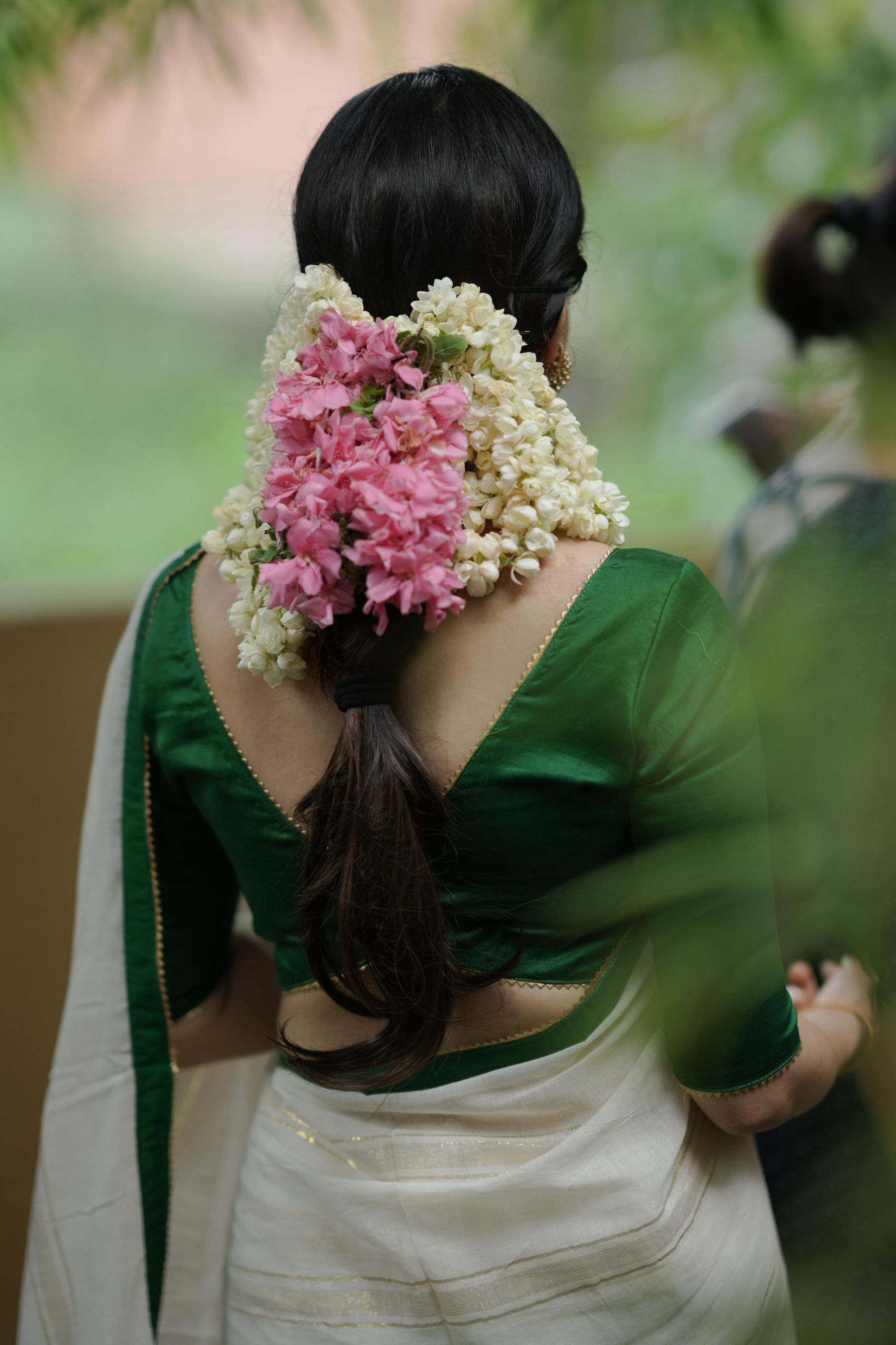 Green Beading Lurex Saree
