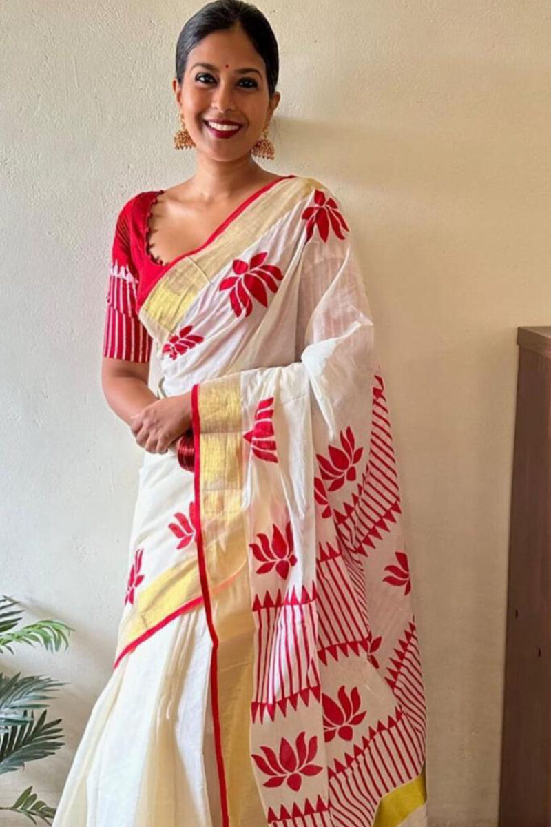 Lotus Printed Saree