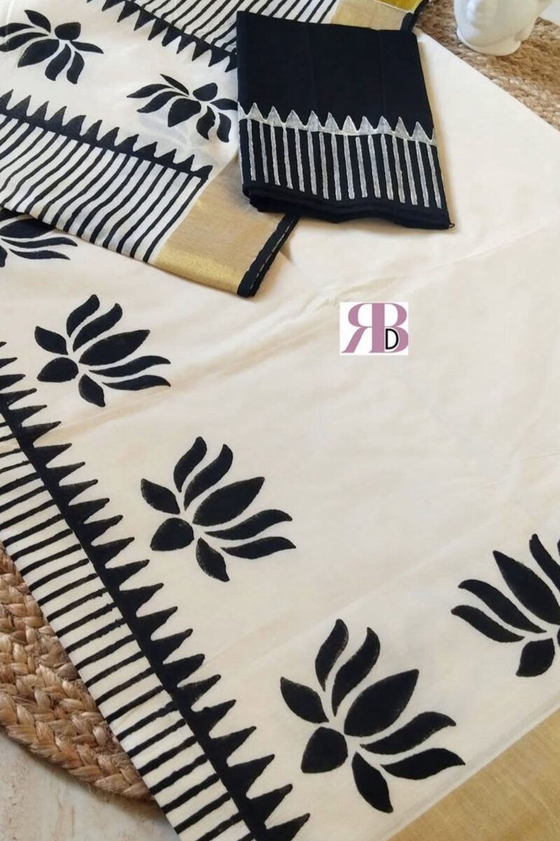 Lotus Printed Saree