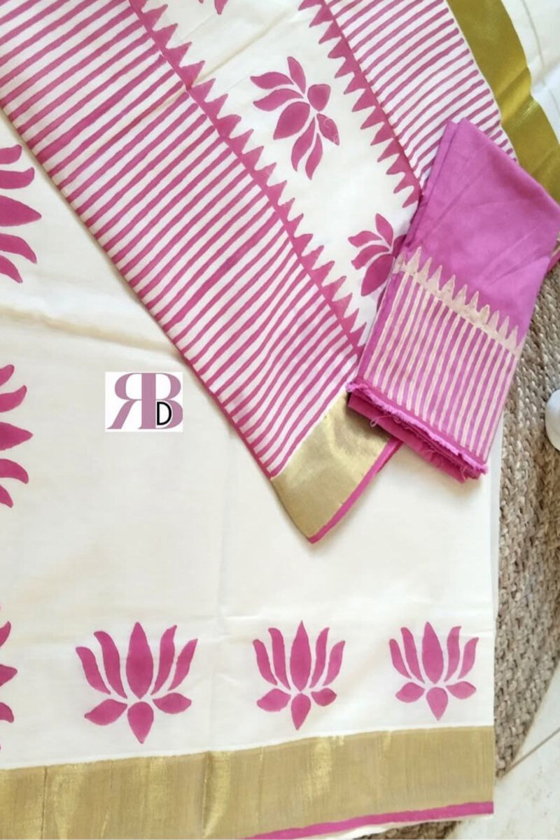 Lotus Printed Saree