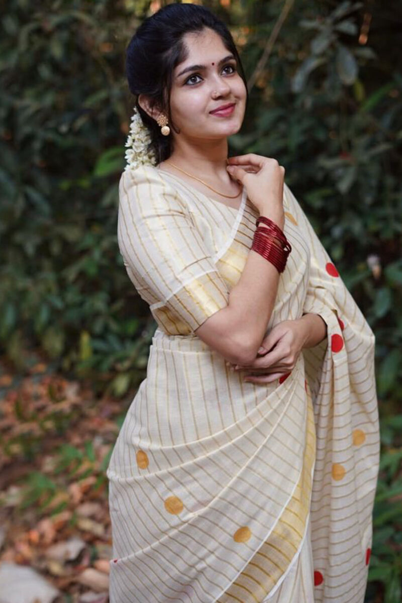 Kasavu Tissue Polka Saree