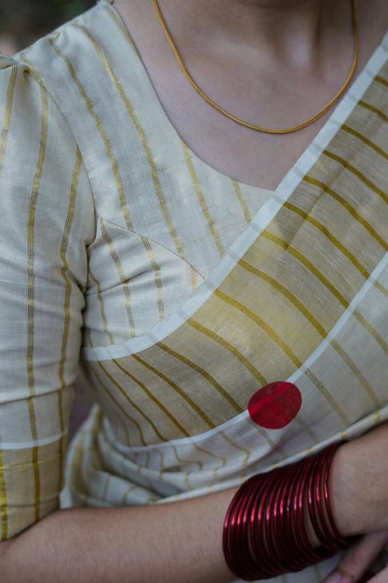 Kasavu Tissue Polka Saree