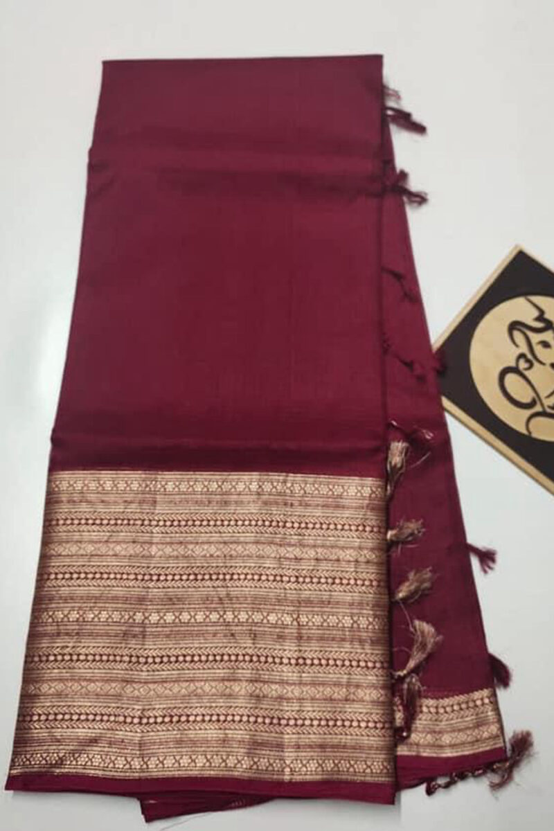 Organza Banarasi Kora Brown Saree