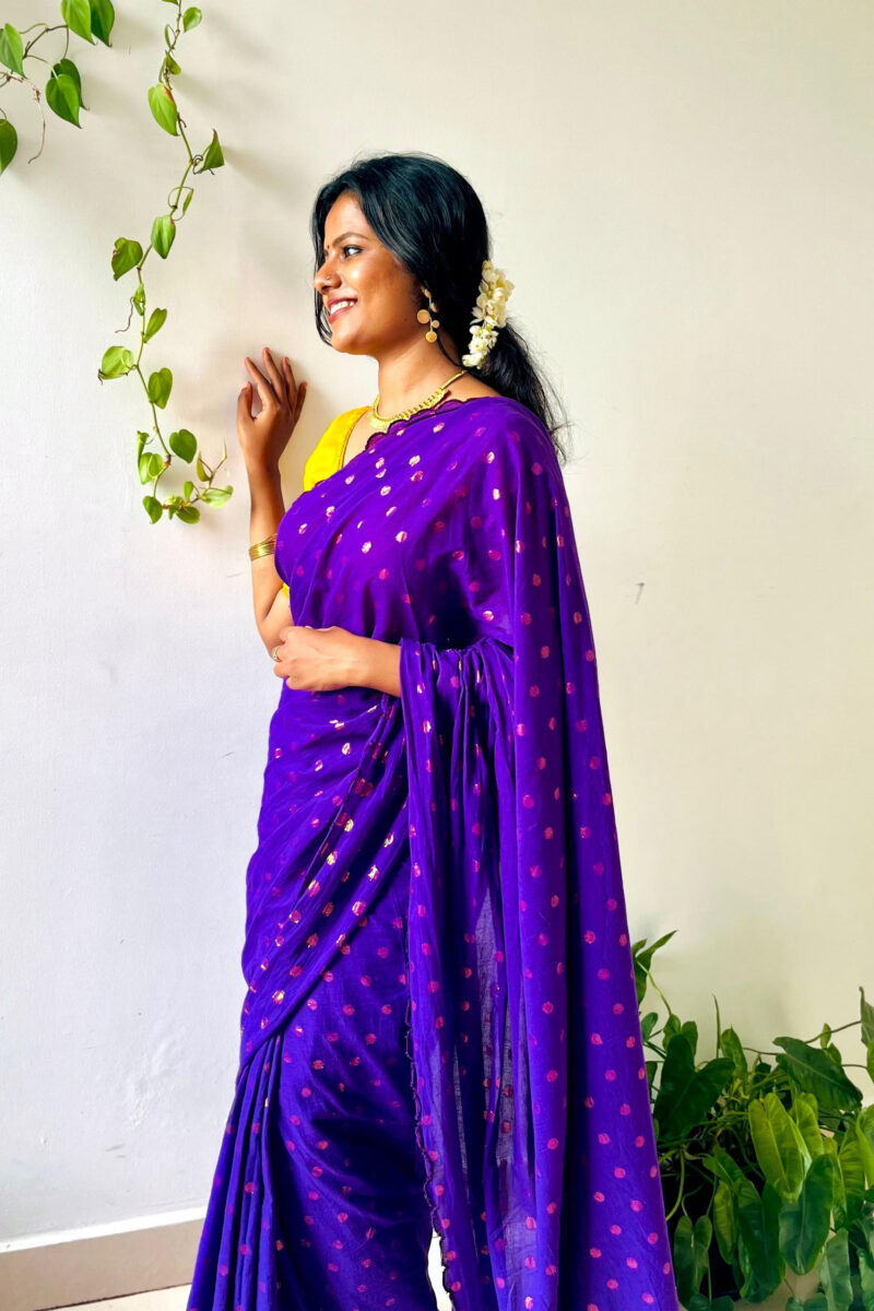 Lurex Violet Butta Saree