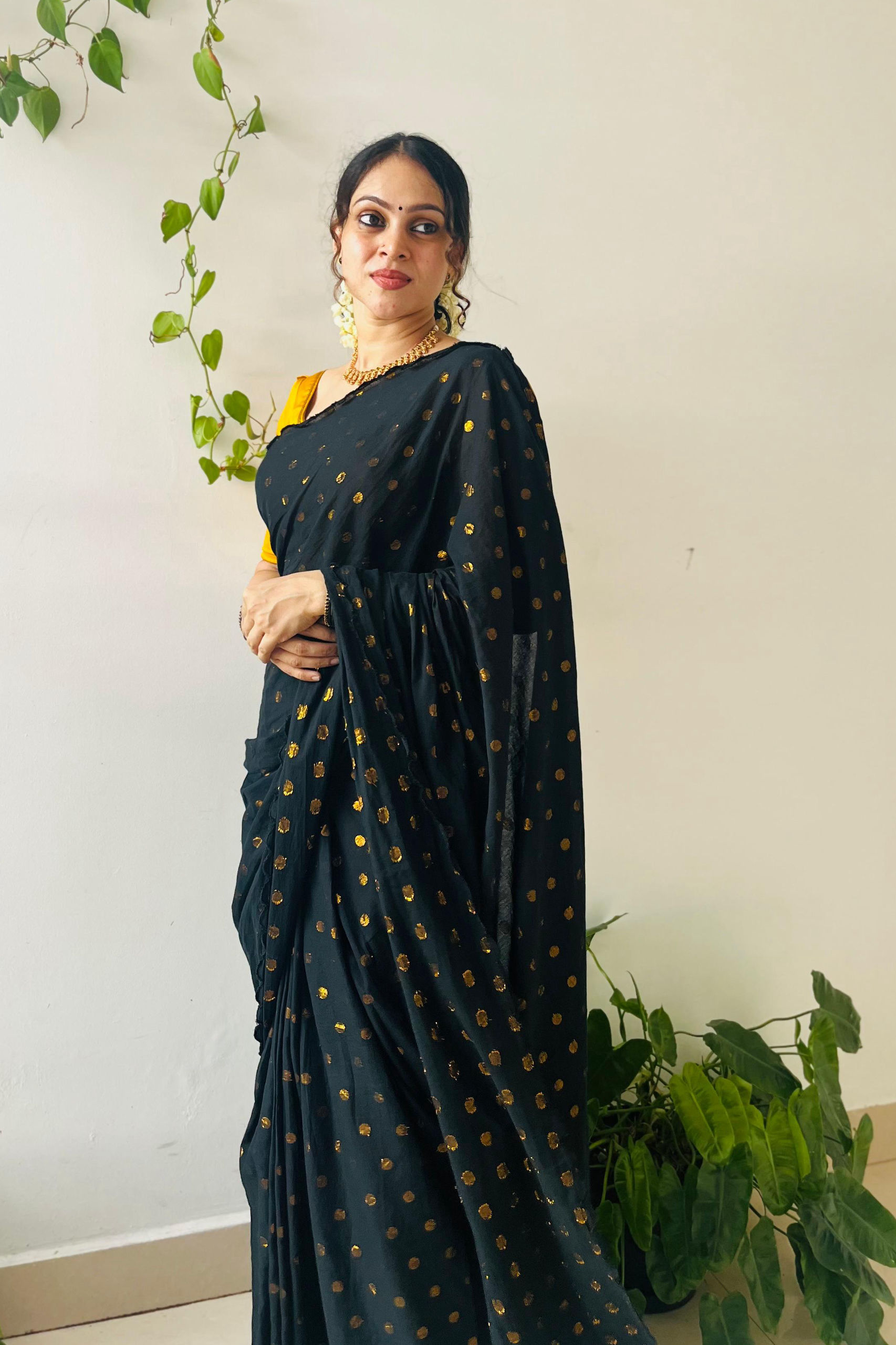 Lurex Black Butta Saree