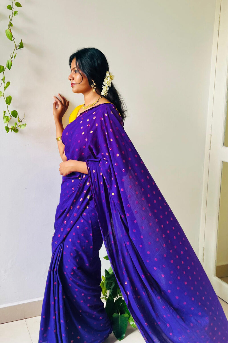 Lurex Violet Butta Saree