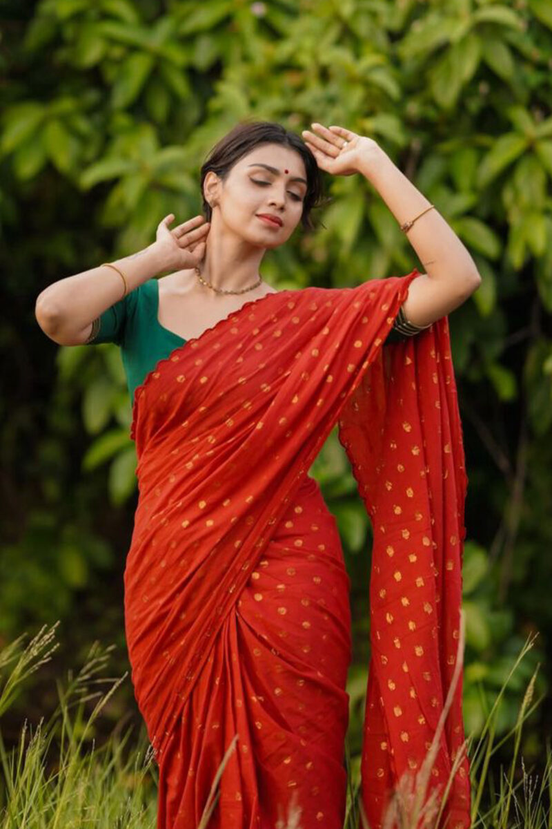 Lurex Butta Red Saree