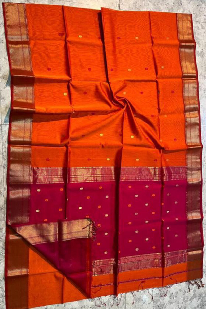 Handloom Maheshwari Silk by Cotton Saree