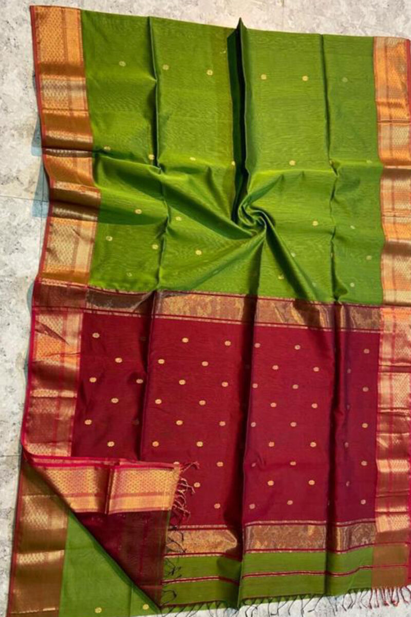 Handloom Maheshwari Silk by Cotton Saree