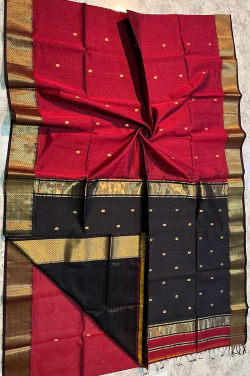 Handloom Maheshwari Silk by Cotton Saree