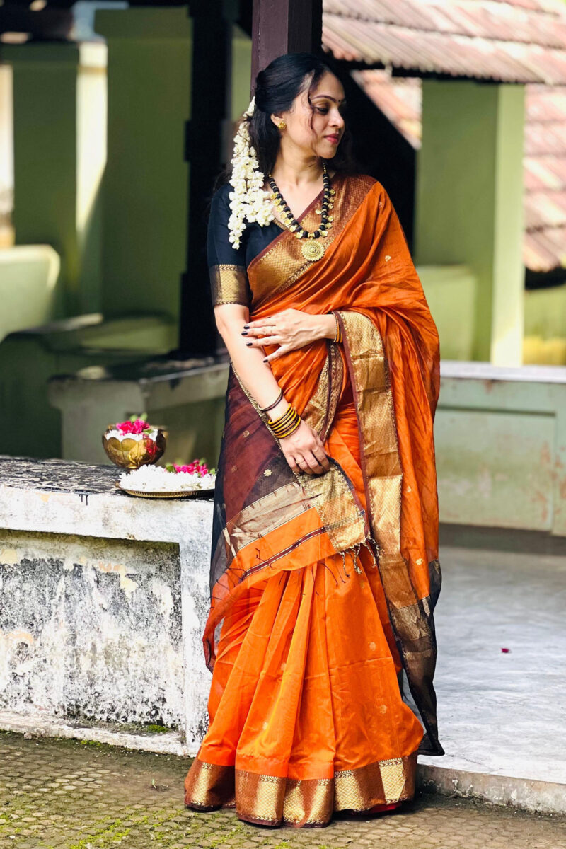 Handloom Maheshwari Silk by Cotton Saree