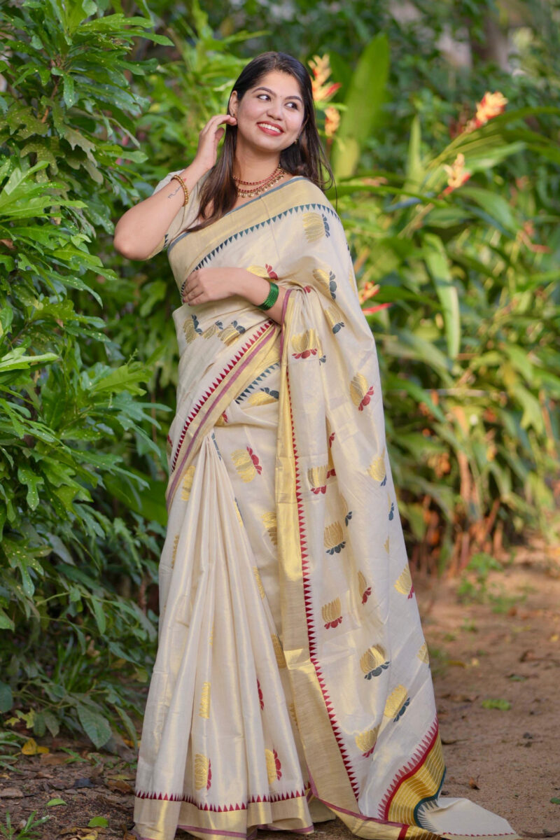 Tissue Lotus Saree