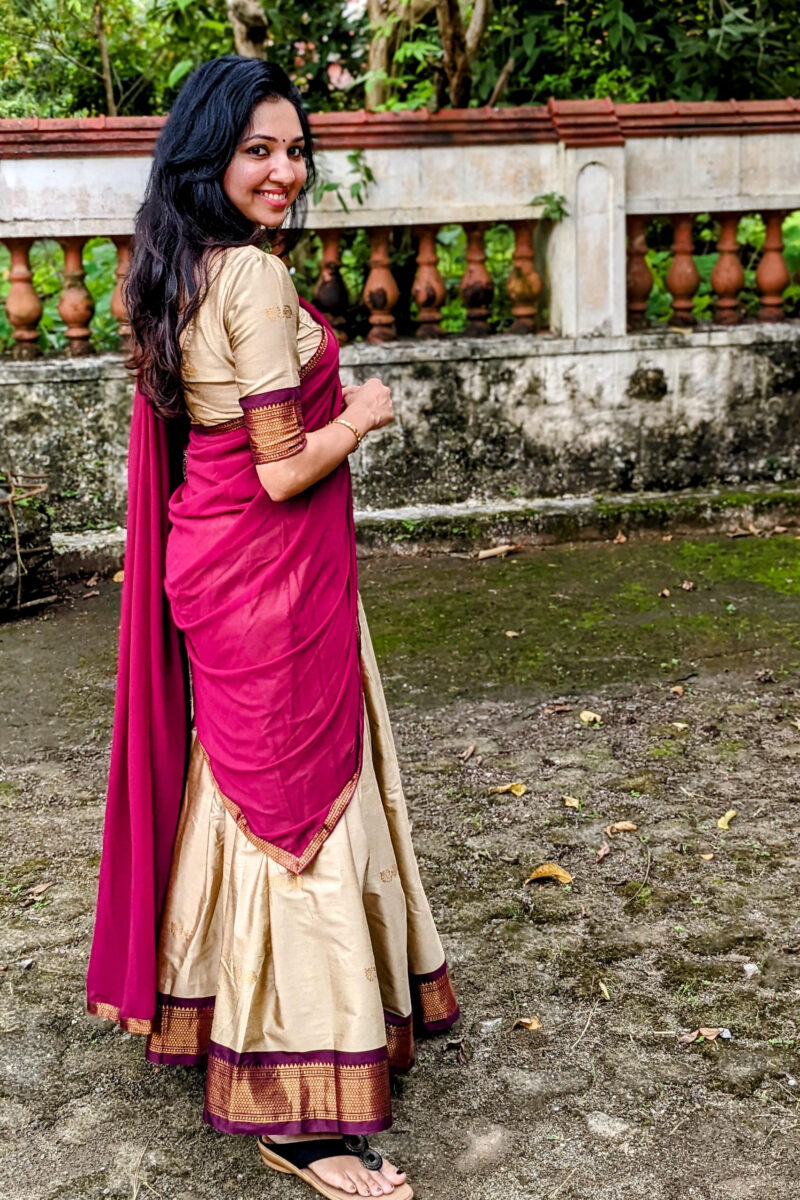 Paithani Semi Silk Yellow Dhavani Set