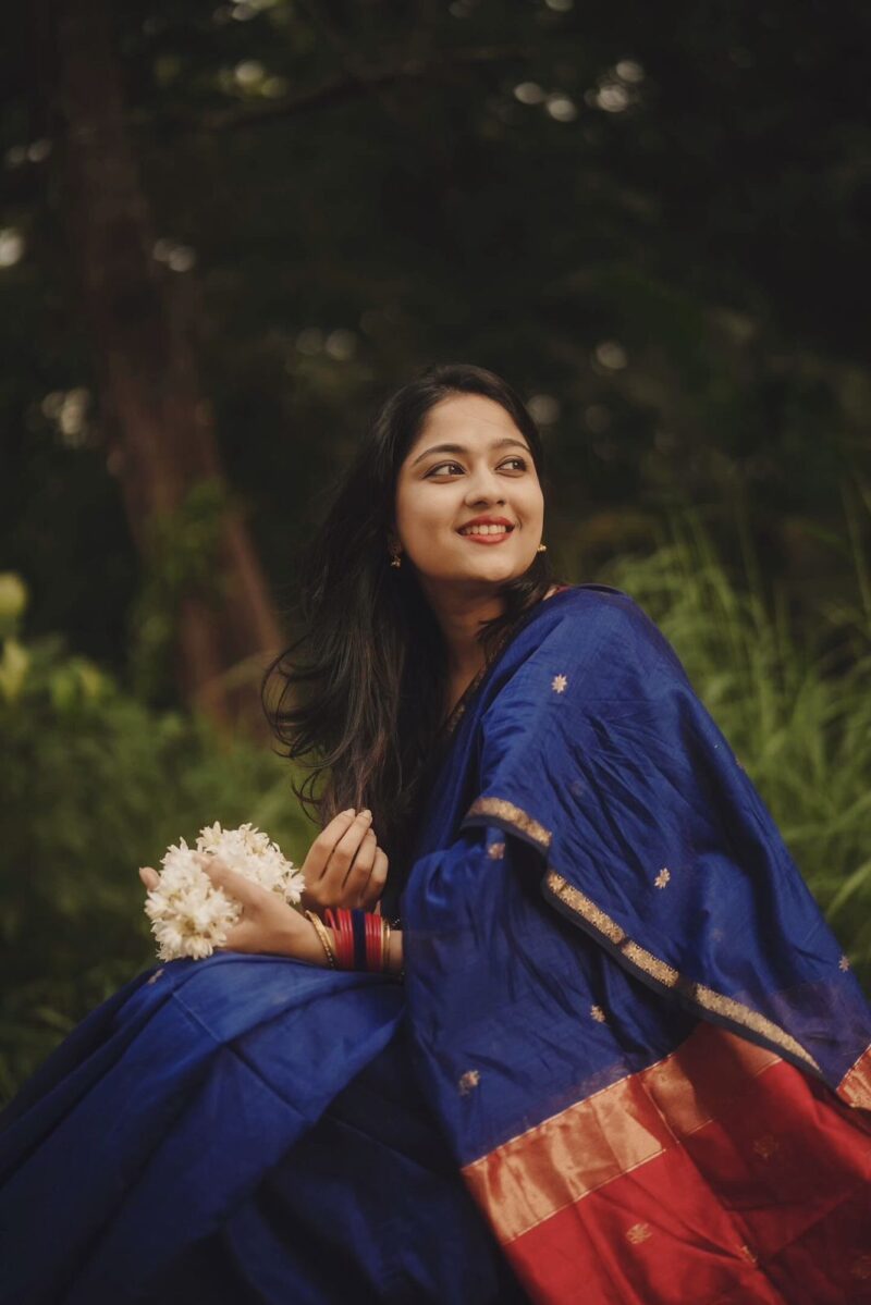 Maheshwari Blue Saree